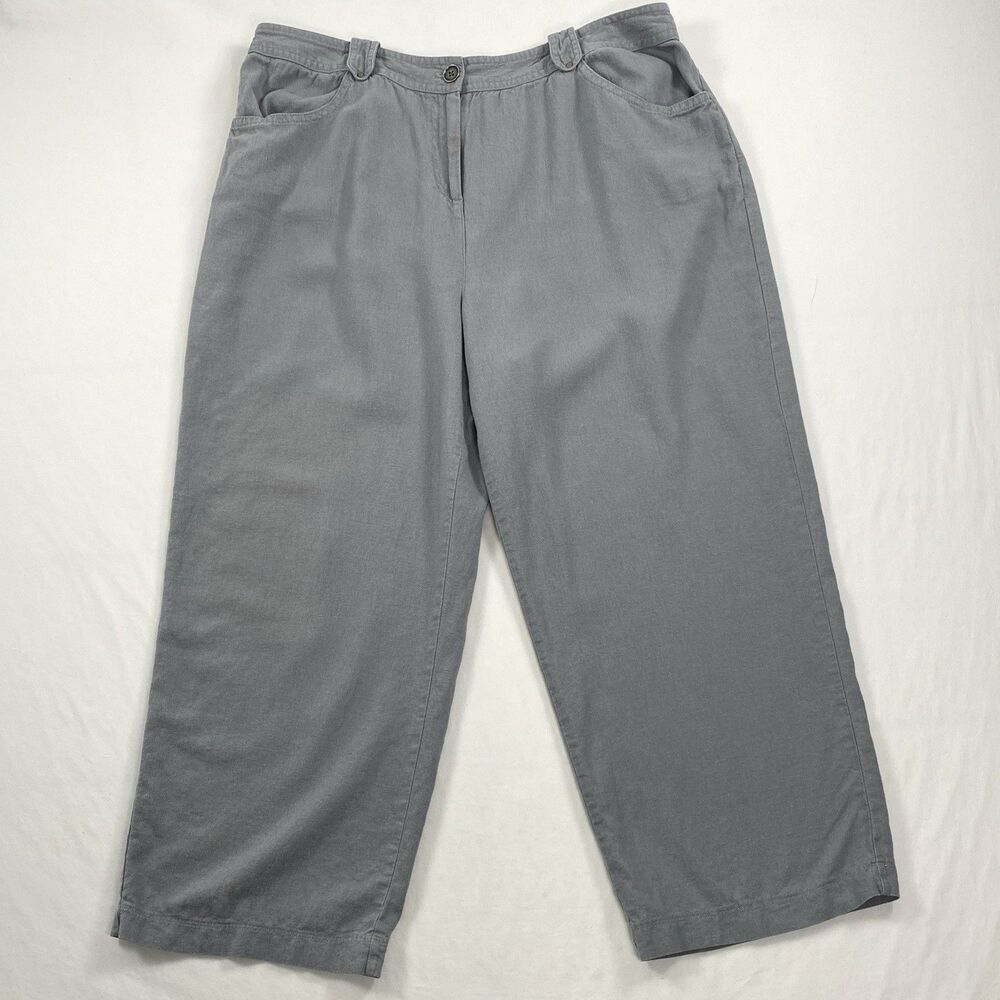 Pendleton Pants Womens 16 Gray Linen Blend Straight Leg Classic